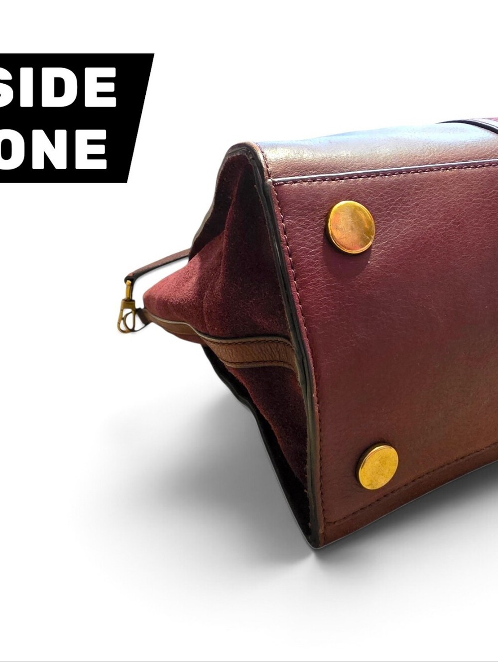 Fossil Carmen Leather and Suede Burgundy Tote Bag - Picture 5 of 8